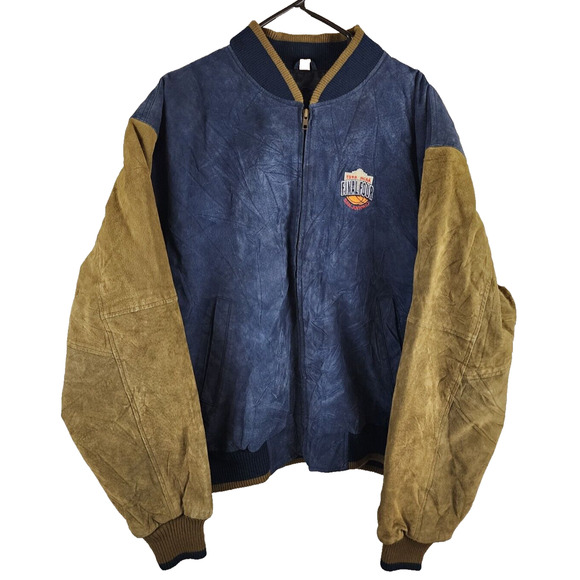 Rare VTG 90s Final Four San Antonio NCAA Suede Leather Varsity Bomber Jacket XL
